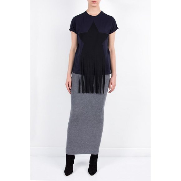 Stella McCartney Navy/Black Star Fringe Tee Shirt, size 42 (fits like a size 4) - Picture 10 of 10